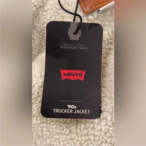 Levis Jacket Mens XL Blue Denim Jean Sherpa Lined Premium Western Trucker NWT - Picture 6 of 6